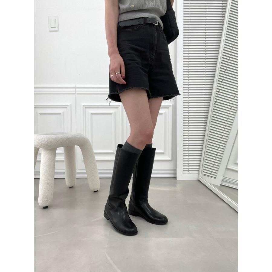 ロングブーツ ジョッキーブーツ レザー スエード フラット レディース