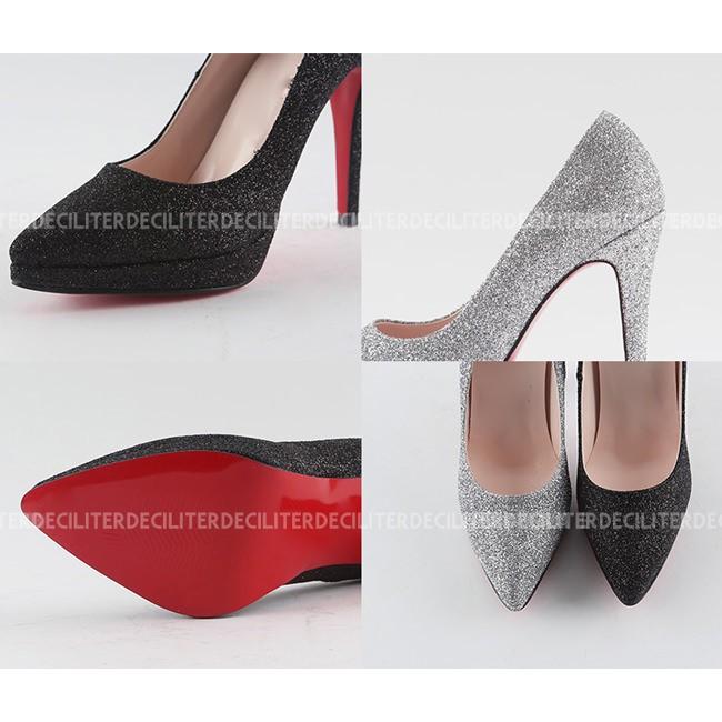 Christian Louboutin グリッターシルバー パンプス Christian Louboutin クリスチャン ルブタン ヒールパンプス