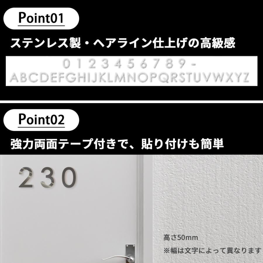 ハウスナンバー 表札 名前 番地 番号 数字 看板 切り文字 ステンレス おしゃれ シール | Friendly GARDEN | 02
