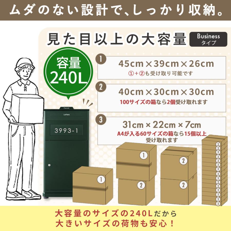 宅配ボックス 電子キー 戸建 大型 ポスト一体型 240L E-Type 防水 おしゃれ 屋外 一戸建て用 置き配ボックス アメリカンポスト P.D.Box Business | Friendly GARDEN | 13