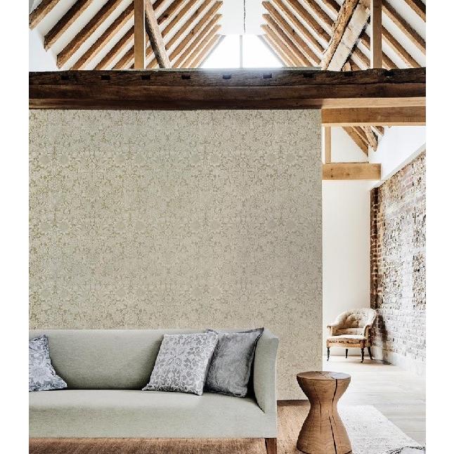 美品＊ももんが洋品店　ベージュ生成り　ウィリアムモリス カーテン モリス柄 アネモネ ベージュ W200×H200 遮光 裏地付き