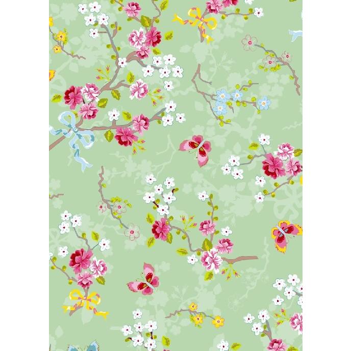 壁紙 張り替え おしゃれ 輸入 おすすめ 輸入壁紙 Pipstudio4 花 リボン 蝶 グリーン Diy 貼ってはがせる オランダ製 10m巻 インテリアショップ デコール 通販 Yahoo ショッピング