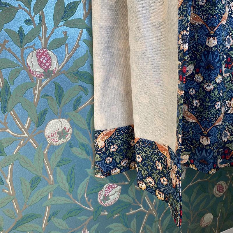 カーテン モリス柄 ウィリアムモリス W200×H150 2倍ヒダ 3つ山ヒダ