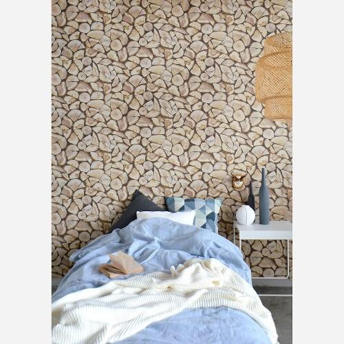 壁紙 張り替え おしゃれ 輸入 おすすめ ラッシュ はじめてセット Rasch 輸入壁紙 ブラウン 茶色 木目 丸太 薪 クロス 10ｍ Hajimete インテリアショップ デコール 通販 Yahoo ショッピング