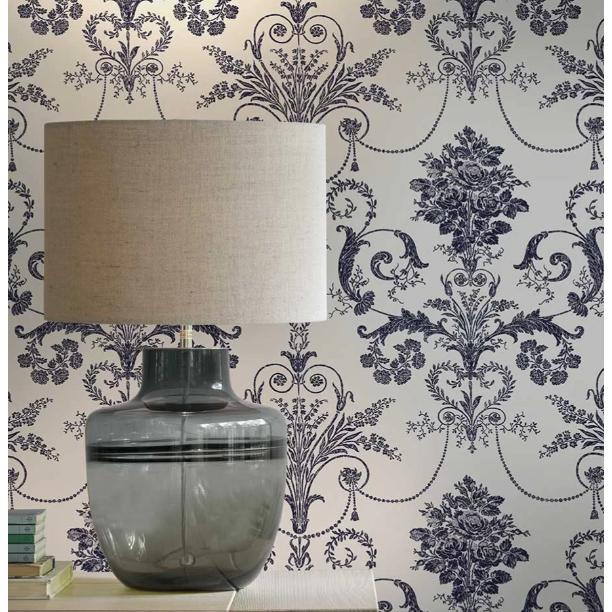 ローラアシュレイ UK製壁紙JOSETTE チャコール　新品1本から 壁紙 クロス 花柄 輸入壁紙 ローラアシュレイ 113378 Josette