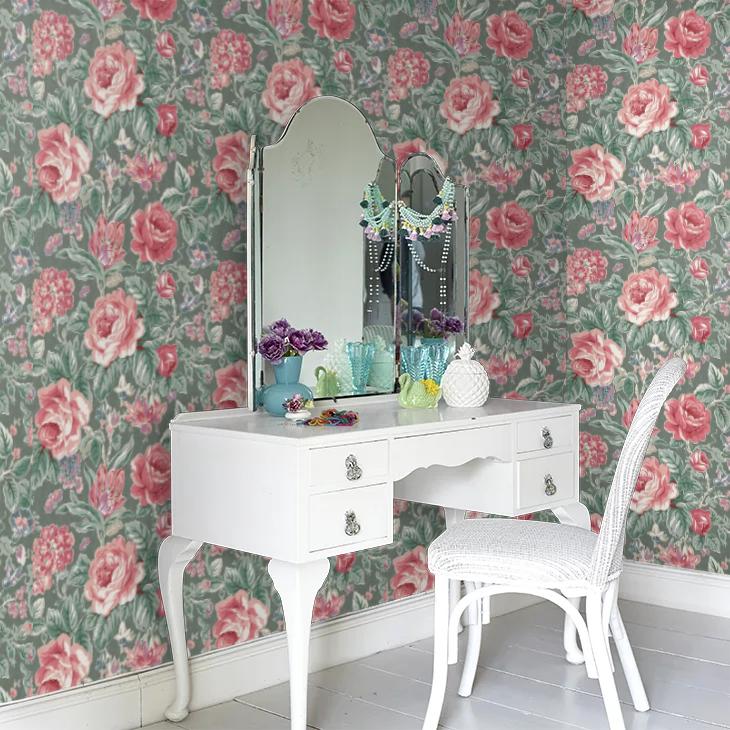 壁紙 クロス 花柄 輸入壁紙 ローラアシュレイ 122754 Wild Roses 花