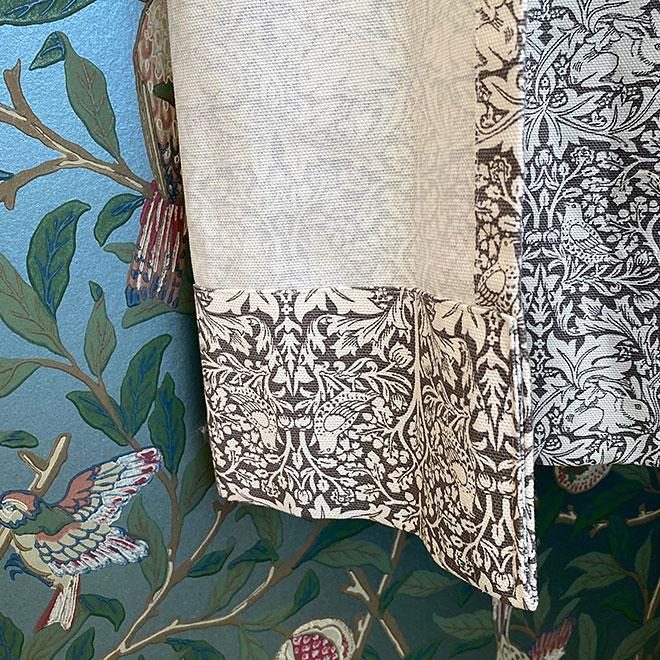 カーテン モリス柄 ブレアラビット W180×H180 遮光 裏地付き