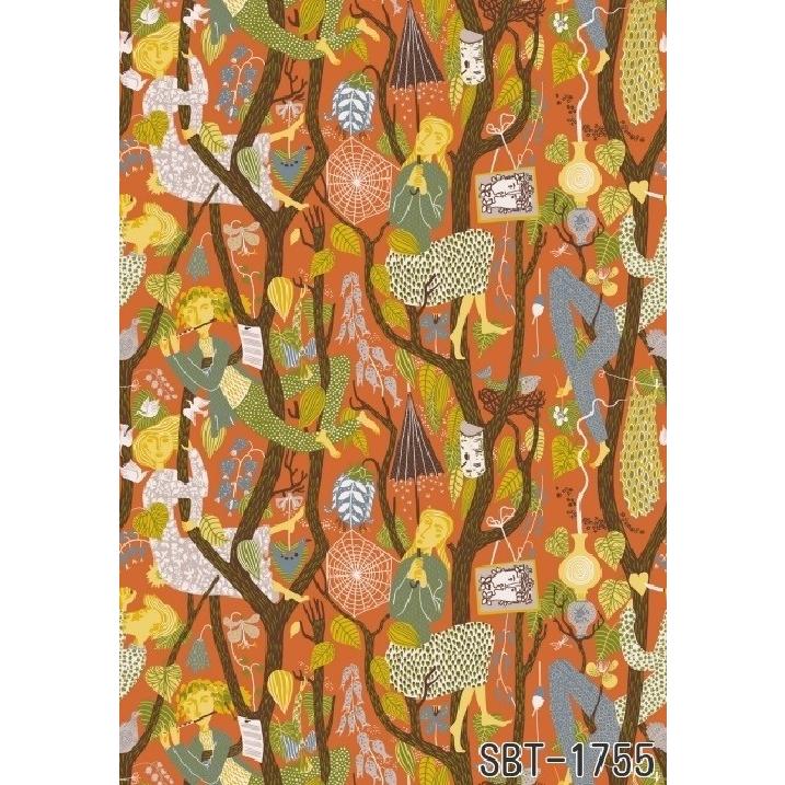 壁紙 張り替え おしゃれ 輸入 おすすめ 輸入壁紙 Sbt 1755 オレンジ 人 絵画 スティグ リンドベリ Melodi スウェーデン クロス 10ｍ Sbt 1755 インテリアショップ デコール 通販 Yahoo ショッピング