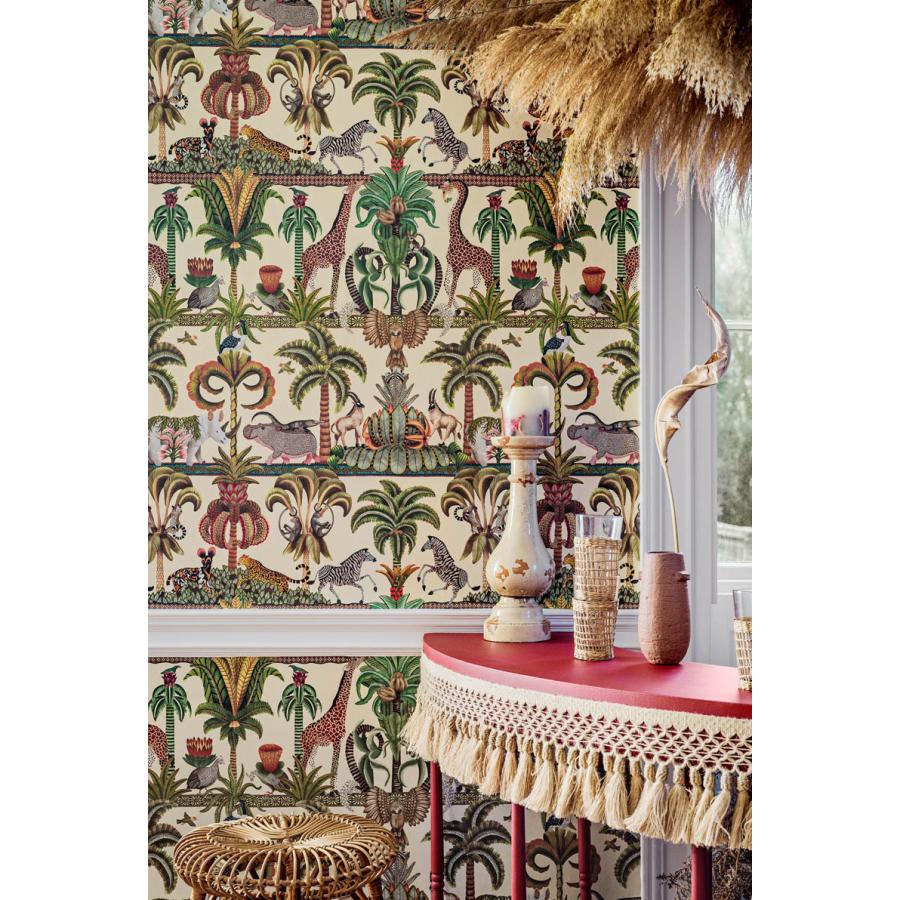 サファリ柄 キリンシ マウマ 野生の王国 植物 アフリカン Cole＆Son コール\u0026サン 貼り換え リノベ DIY 自分で 不織布 テシード 短納期の画像