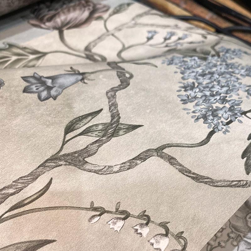 壁紙 クロス 花柄 輸入壁紙 アンティーク風 ヴィンテージ風 北欧