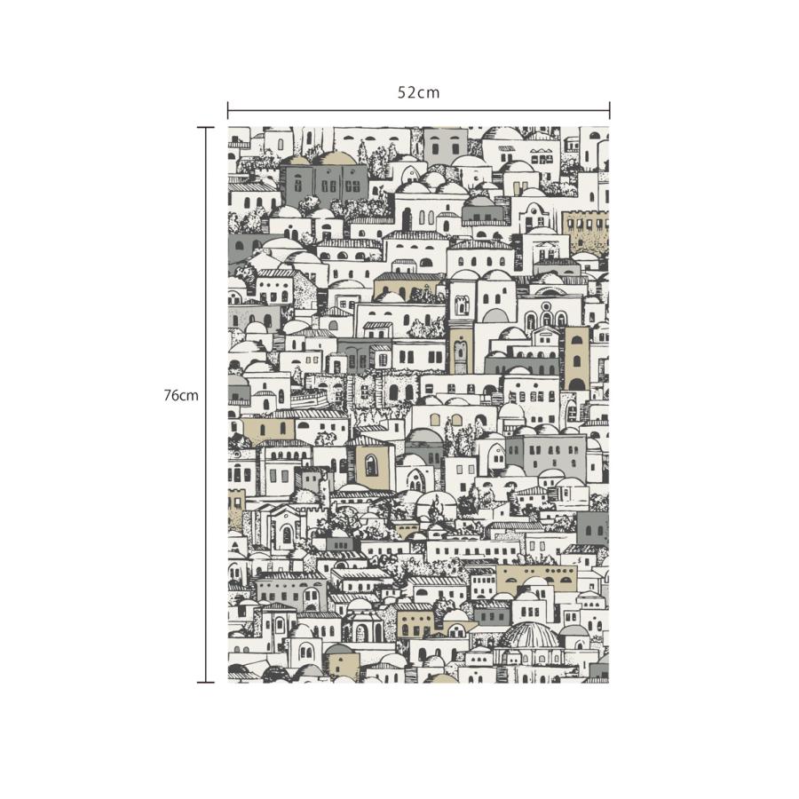 地中海沿岸 街並み 風景 家々 絵本風 フォルナセッティ Cole＆Son コール\u0026サン 貼り換え リノベ DIY 自分で 不織布 テシード 短納期の画像