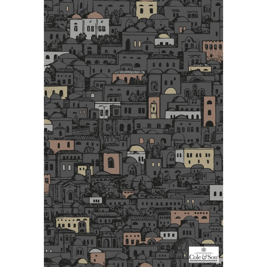 地中海沿岸 街並み 風景 家々 絵本風 フォルナセッティ Cole＆Son コール\u0026サン 貼り換え リノベ DIY 自分で 不織布 テシード 短納期の画像