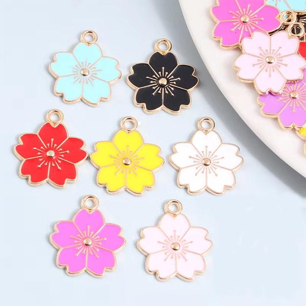 8色から選べる桜チャーム☆かわいいアンティークチャーム エナメル