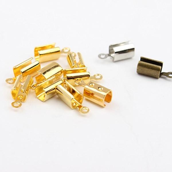 4mmサイズ ひも用カン付きカシメ 5個セット 全3色 ハンドメイド用金具 かしめ 紐 カツラ　ヒモ留め | 