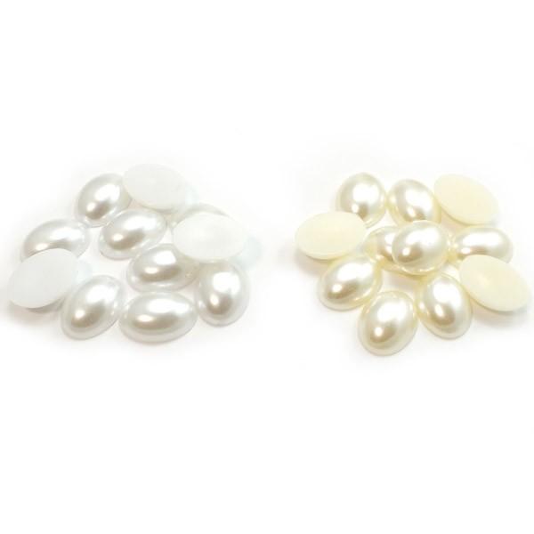 半円パール 楕円型(オーバル) 全5サイズ クリーム＆ホワイト ライン