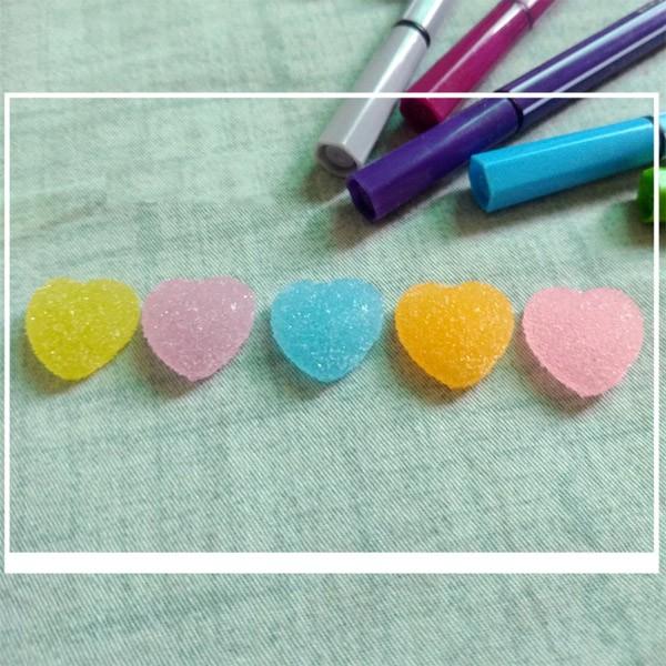 表面がザラザラとしたハート型カラフルキャンディ 5個セット プラスチック製 スイーツデコパーツ デコ電にも マーケット