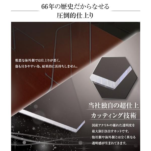 クリスタルテーパーカットパーテーション W1100*H550*D150【ウイルス飛沫感染防止対策】コロナウイルス対策 アクリル仕切板 アクリル板 旅館 細菌 予防 透明_4