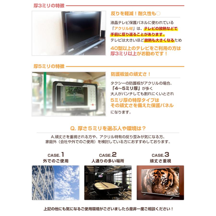 液晶テレビ保護パネル 40型 40インチ ストッパー付き クリアパネル 厚2ミリ通常 光沢グレア仕様 39 40V対応 テレビ画面保護カバー 有機EL 地震対策 CLIERL｜decodecoshop｜07