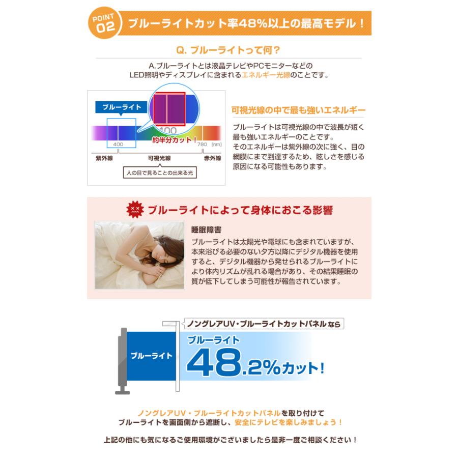 テレビ保護パネル 48 49 50型 50インチ 非光沢ブルーライト