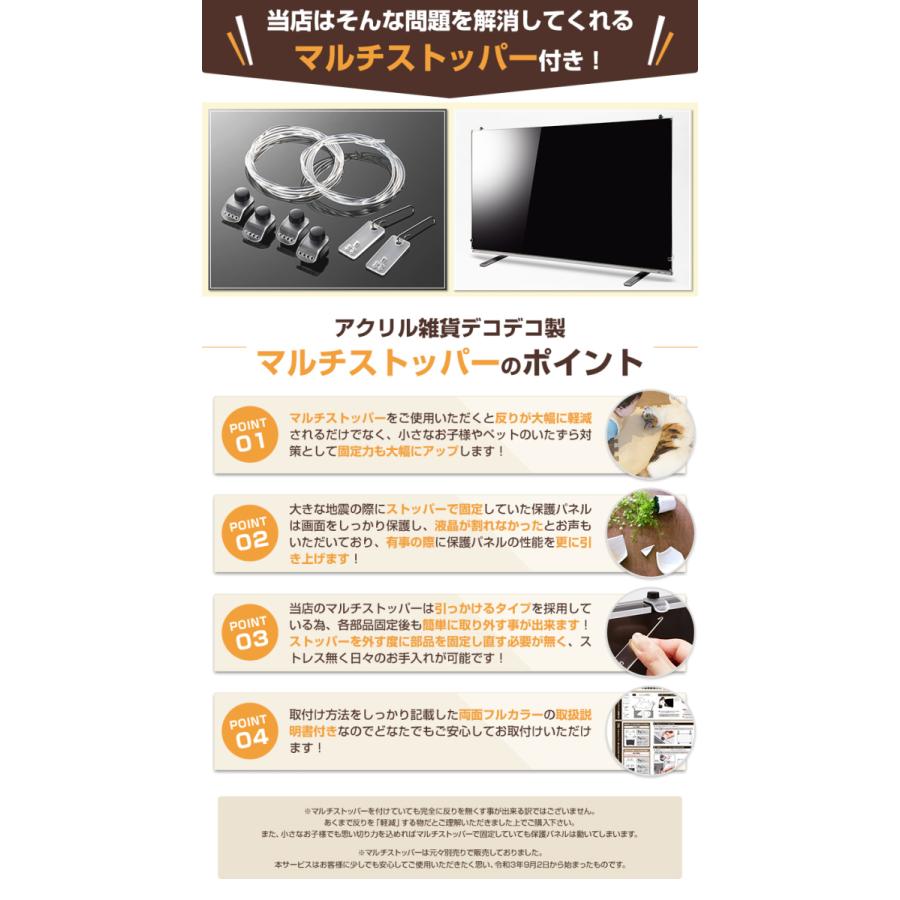 有機EL対応 液晶テレビ保護パネル 65型 65インチ ストッパー付き 制電W