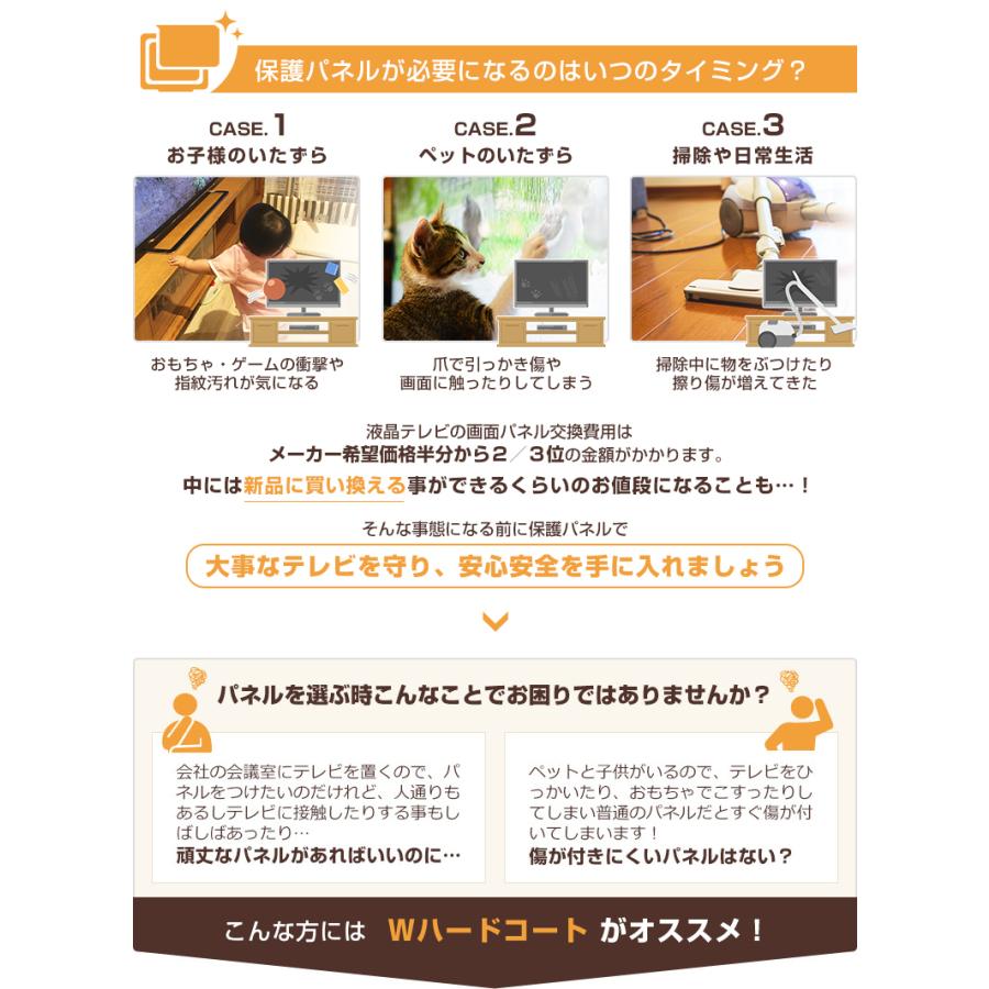 液晶テレビ保護パネル 42型 42インチ ストッパー付き Wハードコート 