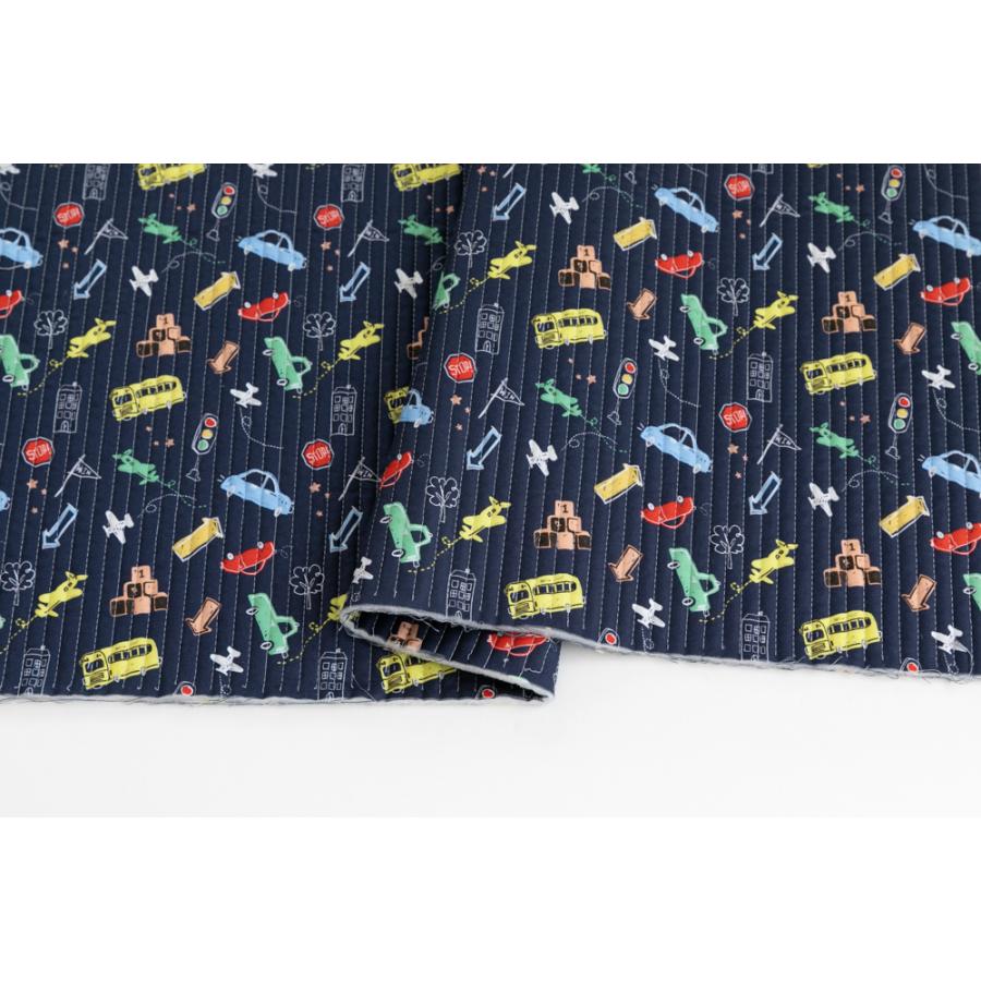 デコレクションズ 生地・布≪レッツゴー-navy≫ラインキルティング生地