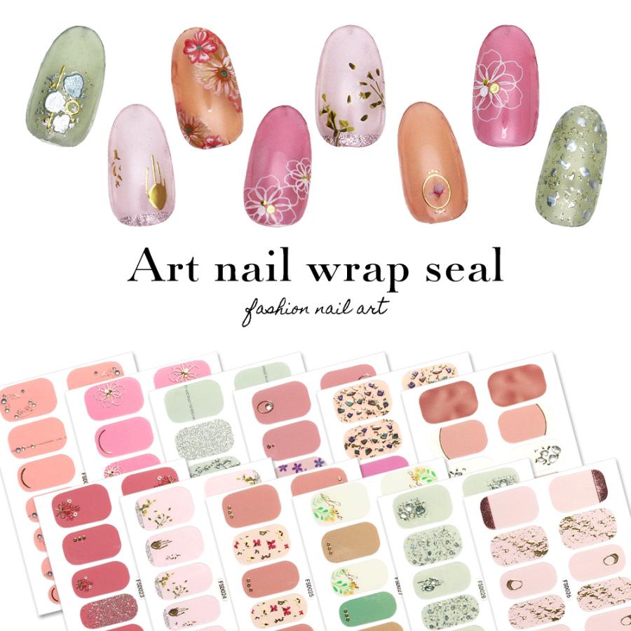 [ネコポス送料無料] ジェルネイルシール サロン級デザイン 全16種 ネイルラップ ネイルシール ハンド セルフネイル ジェルネイル の商品画像
