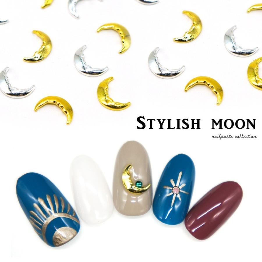 ネコポス送料無料]ネイルパーツ スタイリッシュムーンパーツ ゴールド