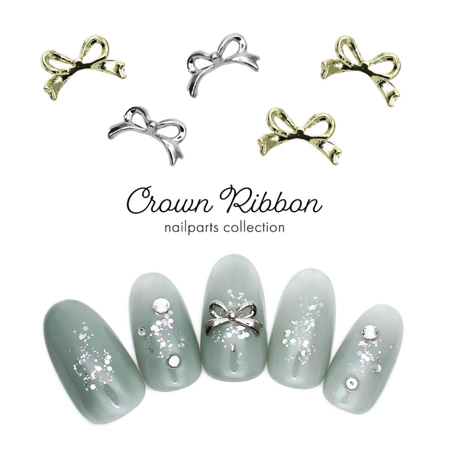 ネコポス送料無料]ネイルパーツ クラウンリボンパーツ [ゴールド