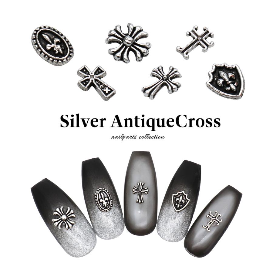 ネコポス送料無料]ネイルパーツ シルバーアンティーククロス