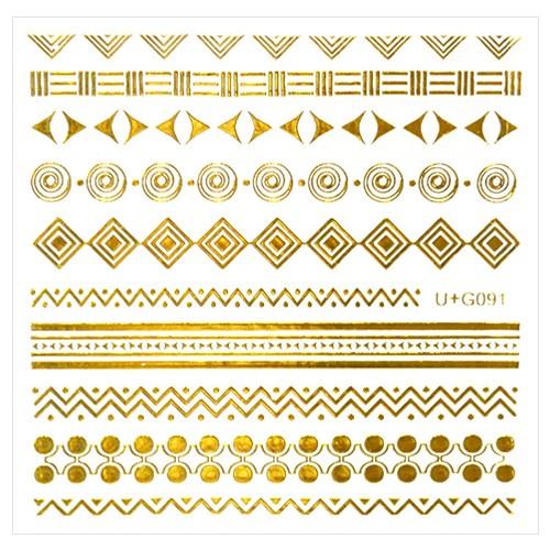 ネコポス 送料無料 ネイティブ柄ゴールドネイルシール2 エスニックラインシール ジェルネイル G091 おうち時間 ジェルネイル ネイルタウン Paypayモール店 通販 Paypayモール