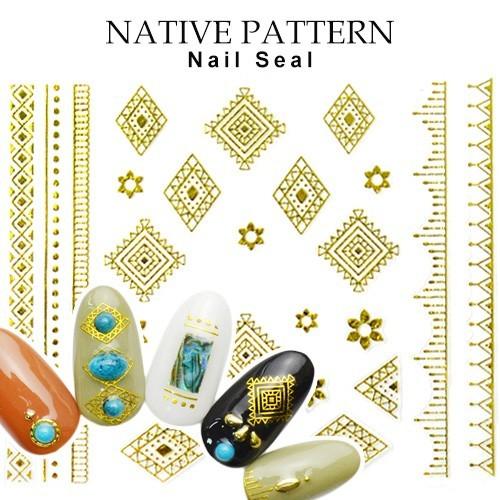 ネコポス 送料無料 ネイティブ柄シール Dtl 121 ゴールド エスニックラインシール ボヘミアン ネイルシール ジェルネイル おうち時間 ジェルネイル ネイルタウン Paypayモール店 通販 Paypayモール