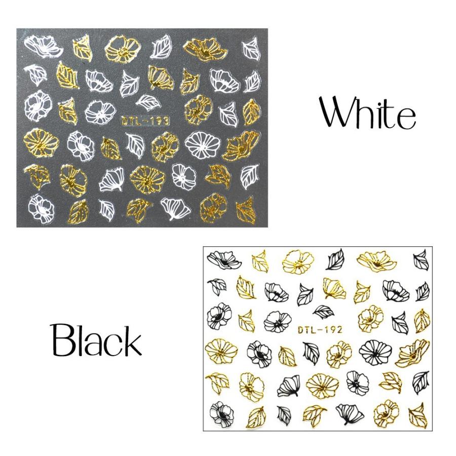 ネコポス 送料無料 ラインフルール2 ブラック ホワイト フラワー 花 和 洋 モダン レース ネイルシール Dtl 192 193 おうち時間 ジェルネイル ネイルタウン Paypayモール店 通販 Paypayモール