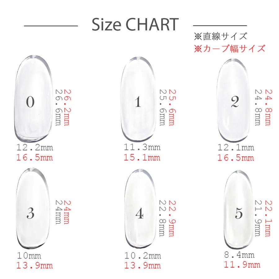 ネイルチップ・付け爪 almond type size ネコポス送料無料]ネイルチップ アーモンド型 クリアネイルチップ