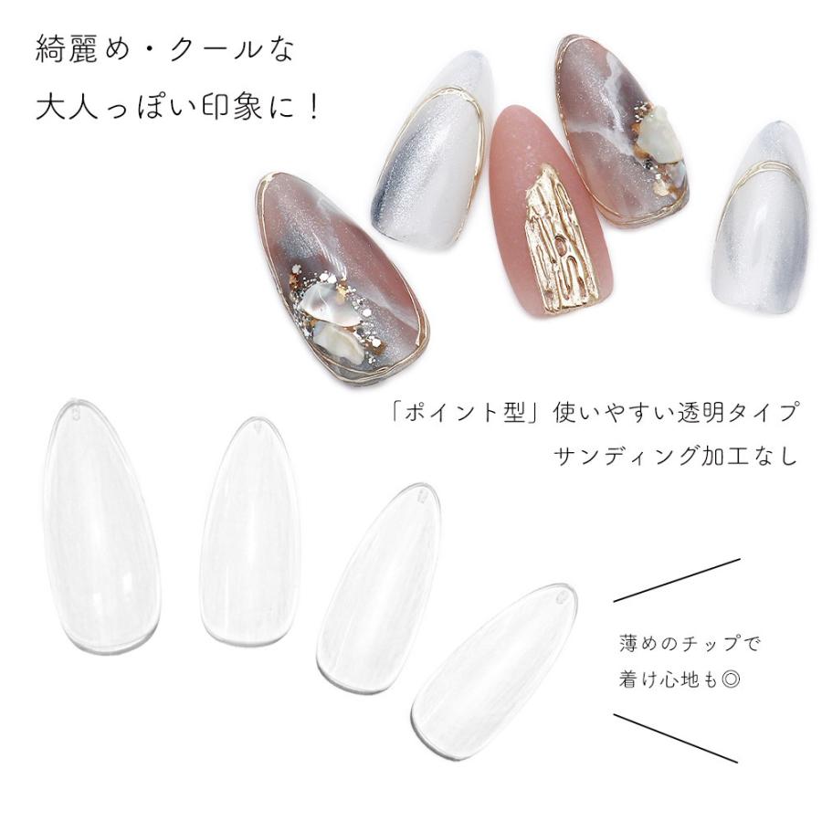ネコポス送料無料]ネイルチップ ポイント型 クリアネイルチップ