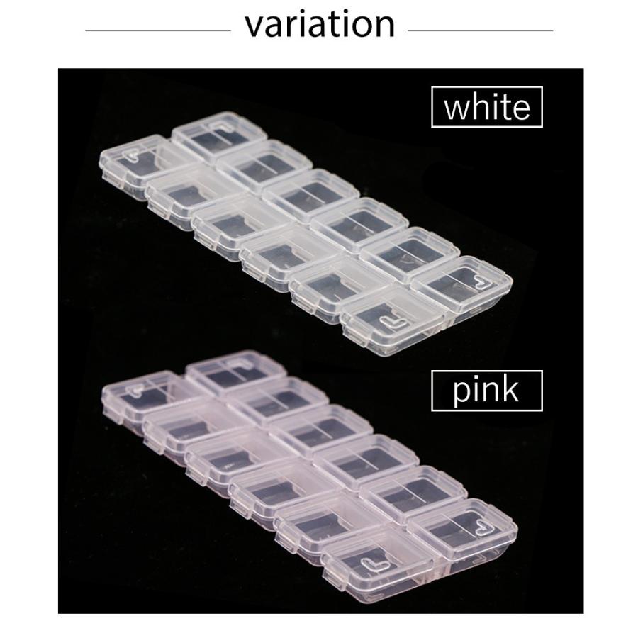 ネコポス送料無料 薄型ラインストーンケース 選べる2色 ホワイト ピンク ストーンが表向く 底に凸部付き 収納ケース 12個口 おうち時間 ジェルネイル ネイルタウン Paypayモール店 通販 Paypayモール