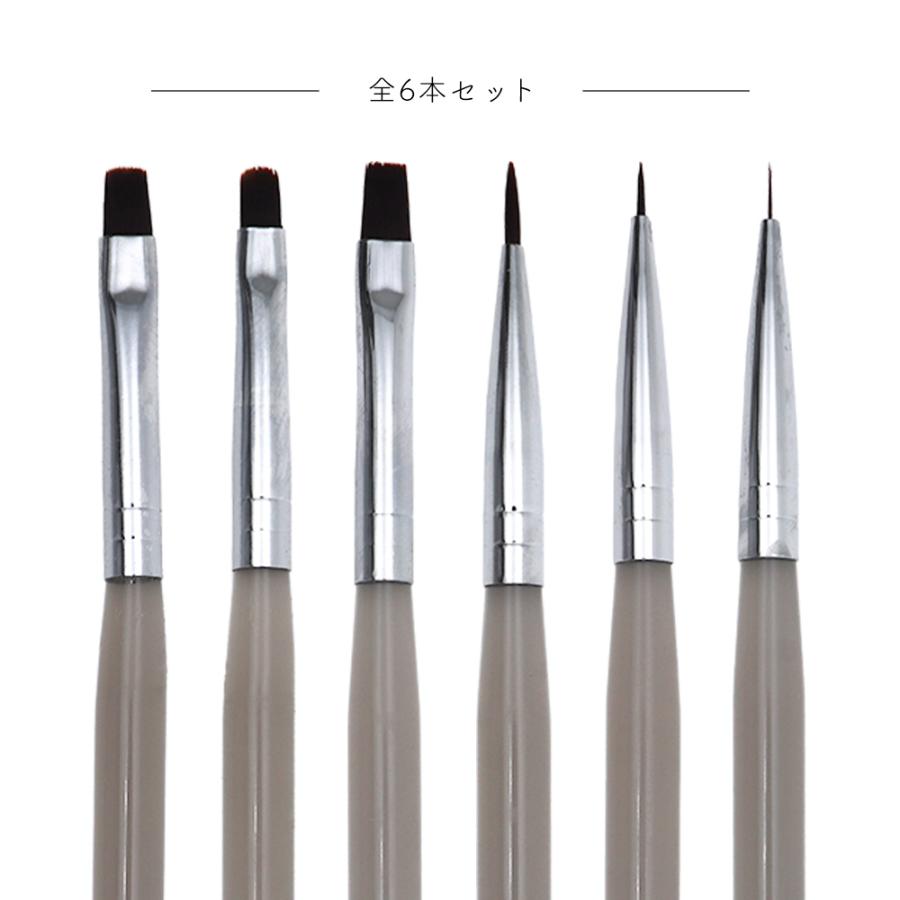 ジェルネイル ネイルタウン ネイルツール ブラシ クリアグレー 6本