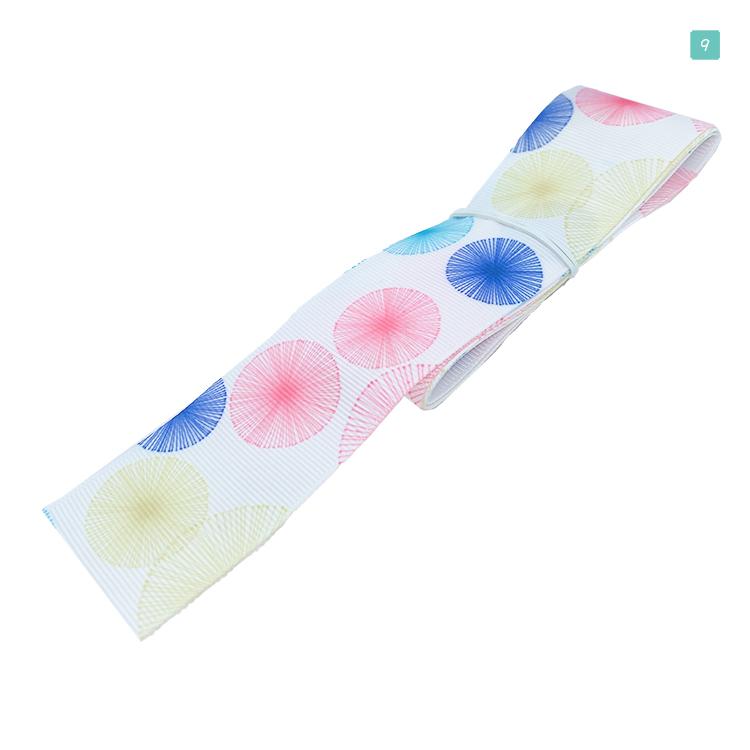 グログランリボン 幾何学模様 丸柄 デザイン38mm×1m 9種類セットC 材料