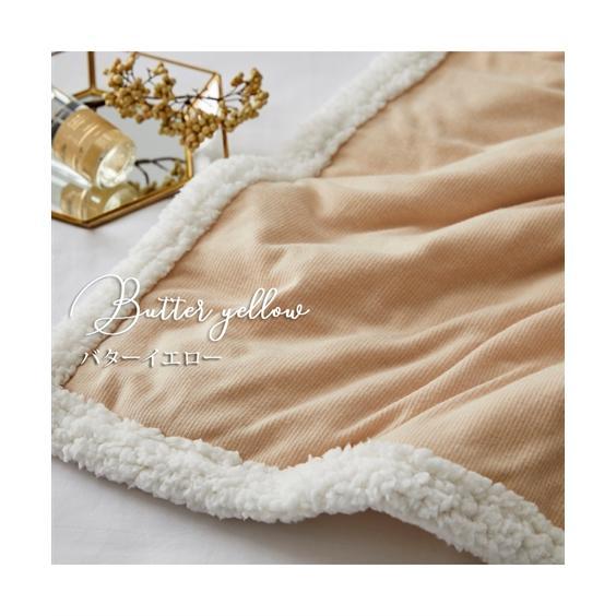 裏シープ調ボア 2枚合わせ中わた入り毛布 シングル 140×200cm 冬物