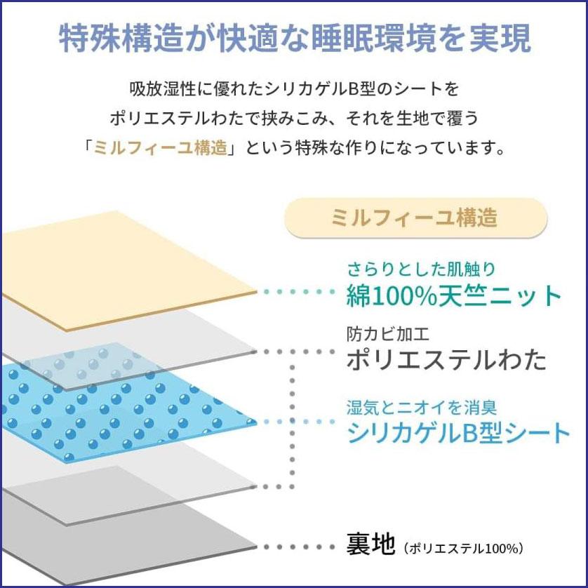訳あり 除湿シート入り敷きパッド シングル 表地綿100％ パッドシーツ