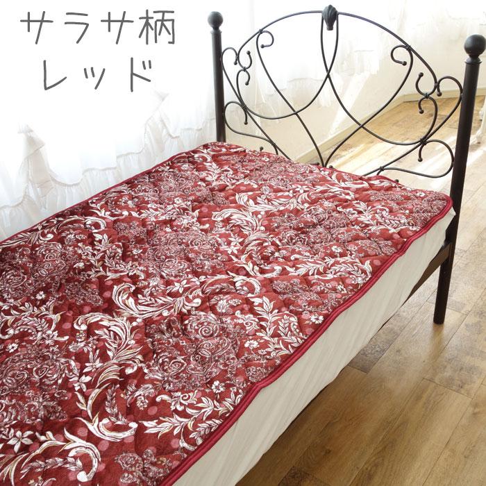 未使用　ダブル　敷き布団 パット140x195cm 花柄 ダブル 暖かい 敷きパッド 花柄/サラサ柄 フランネル敷きパッド