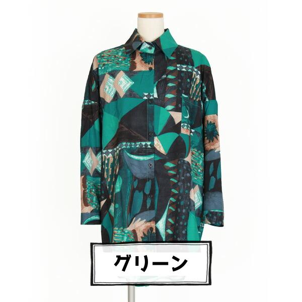 柄シャツ ブラウス 長袖 配色 総柄 アート ビッグシルエット ダンス 衣装 韓国 ファッション 大きいサイズ 個性的 服 原宿系 |  | 12