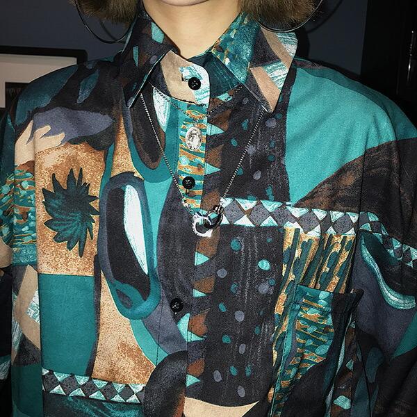 柄シャツ ブラウス 長袖 配色 総柄 アート ビッグシルエット ダンス 衣装 韓国 ファッション 大きいサイズ 個性的 服 原宿系 |  | 04