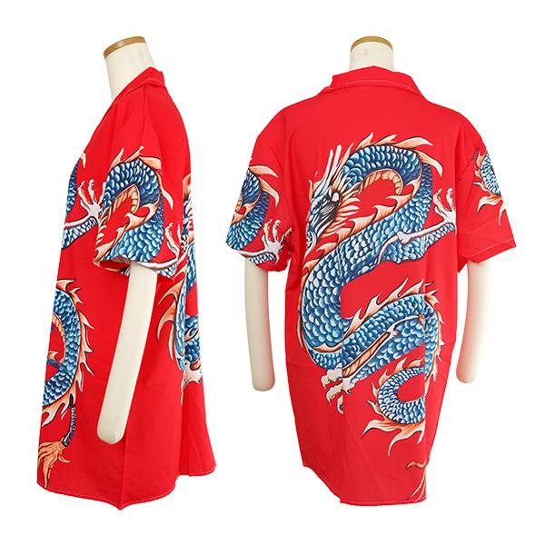 ダンスウィズドラゴン レディース ドラゴンプリント シャツ 柄シャツ ドラゴン柄 プリント ビッグシルエット トップス ダンス 衣装