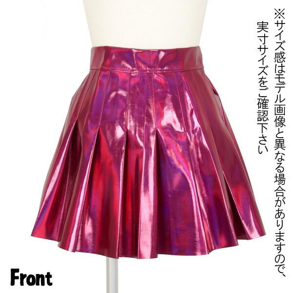 ミニスカート プリーツ ハイウエスト オーロラカラー キラキラ