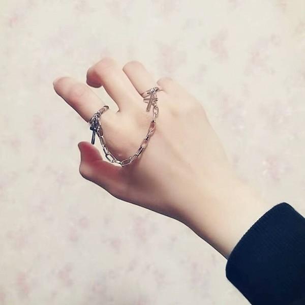 リング 十字架 クロス チェーン シルバー 指輪 アクセサリー ダンス