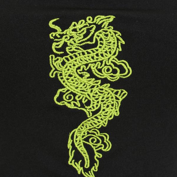 キャミソール クロップド丈 ドラゴン刺繍 ビスチェ ブラック レッド