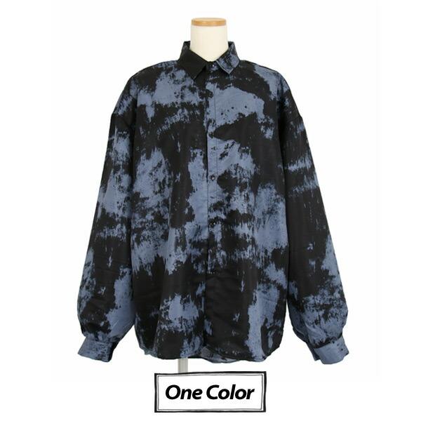 柄シャツ 長袖 総柄 ダークカラー ビッグシルエット トップス ダンス