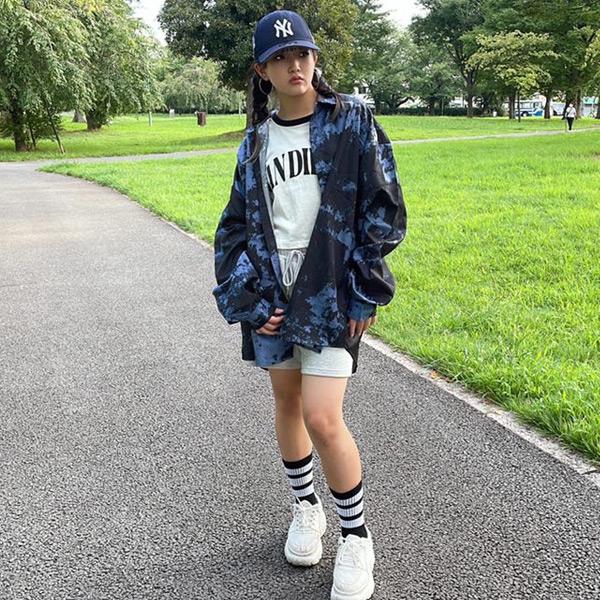 柄シャツ 長袖 総柄 ダークカラー ビッグシルエット トップス ダンス 衣装 韓国 ヒップホップ レディース |  | 04