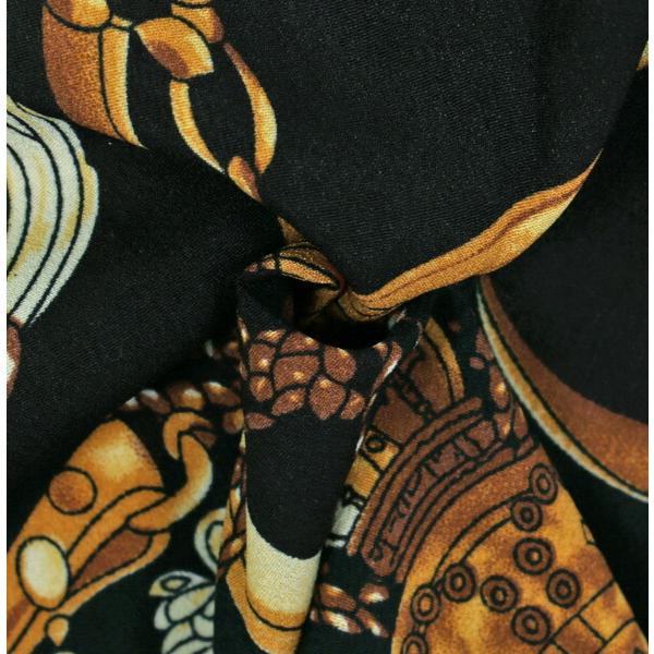 柄シャツ チェーンベルト柄 長袖 ビッグシルエット トップス